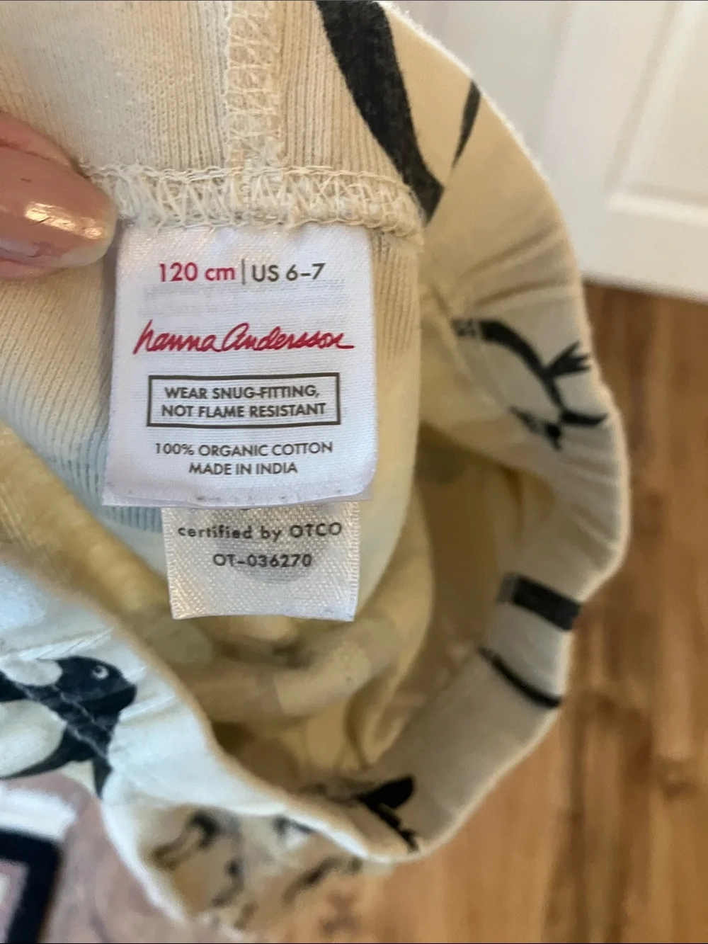 Hanna Andersson Kids Penguin Print Cream Pajama Pants size 6-7